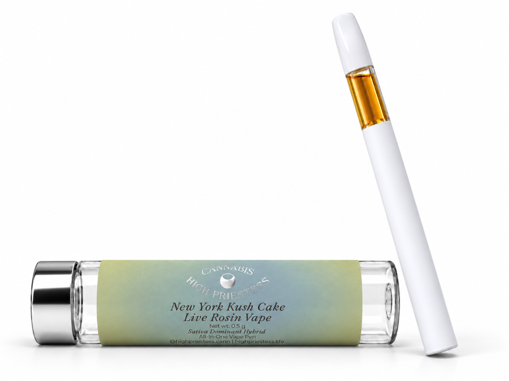 New York Kush Cake live rosin vape — sativa-leaning hybrid, 0.5g All in One